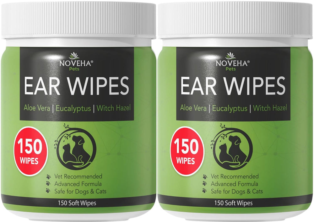 NOVEHA dog ear cleaner wipes 300-count pack front for convenient maintenance