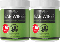 NOVEHA dog ear cleaner wipes 300-count pack front for convenient maintenance