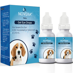 NOVEHA Pet Gel Eye Drops bottle front for at-home relief from dryness.