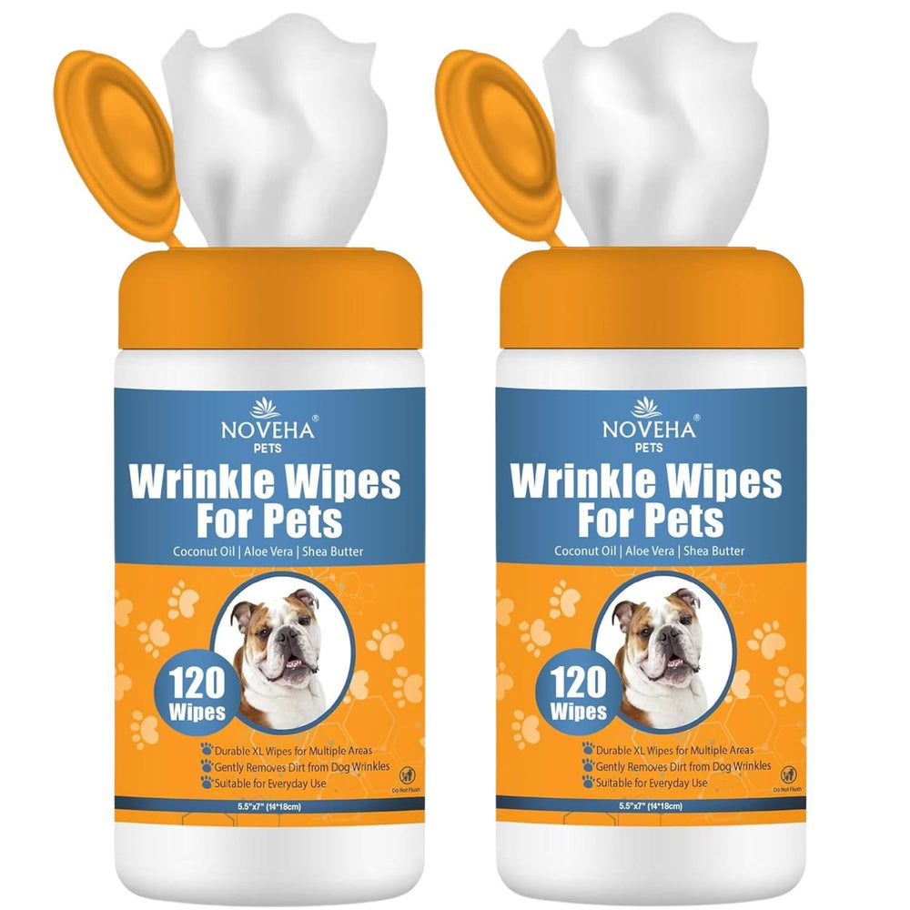 NOVEHA wrinkle wipes for dogs clean bulldog folds with gentle hydration
