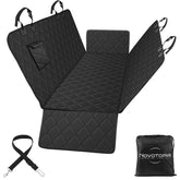 Novotopia dog seat cover with waterproof backseat protection for spills and mud.