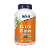 NOW Foods Cat's Claw 500 mg bottle and capsules support herbal wellness.