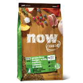 Now Fresh kitten dry food turkey-salmon-duck bag shows premium multi-protein kibble for growth.