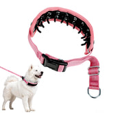NozlaID lightweight prong collar pink-m shows soft fabric core for comfortable training.