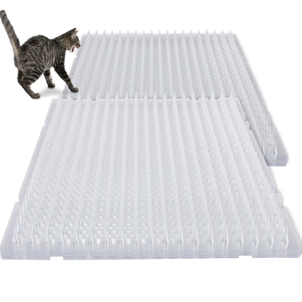 Nuanchu clear spiked cat-deterrent mat placed on a coffee table to protect surfaces