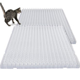 Nuanchu clear spiked cat-deterrent mat placed on a coffee table to protect surfaces