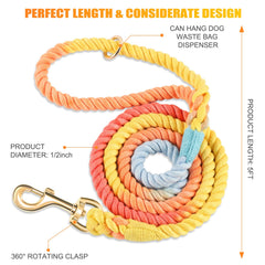 NUGUTIC handmade cotton rope leash emphasizes soft grip and durability.
