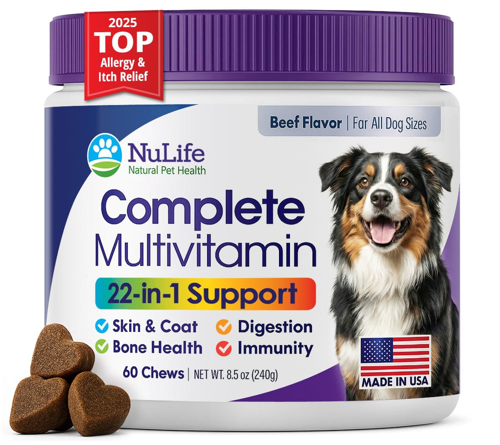 NuLife Dog Multivitamin Chew for daily wellness with beef flavor