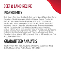 Nulo Beef-Lamb pate dining scene emphasizes grain-free, low carb formula.