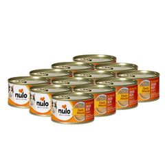 Nulo Finely Minced Chicken wet cat food can boosts hydration and protein.