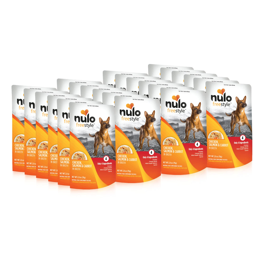 Nulo Freestyle chicken salmon carrot in broth pouch, real meat topper for meals