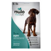 Nulo Freestyle Puppy bag front showing grain-free turkey recipe for growing puppies