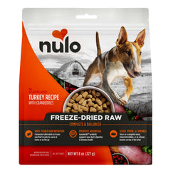 Nulo Freeze-Dried Raw Turkey Recipe front packaging shows complete diet for dogs
