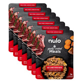 Nulo Gently-Cooked Meals beef and sweet potato pouch for easy, complete nutrition.