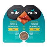 Nulo Split Cup chicken & salmon pΓ’tΓ© pack in convenient cups for meals.