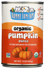 Nummy Tum Tum organic pumpkin canister open, smooth puree ideal as a meal topper.