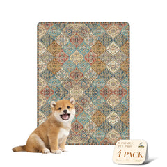 Nunubaby 4PACK washable dog pee pads, cream multi design protects floors