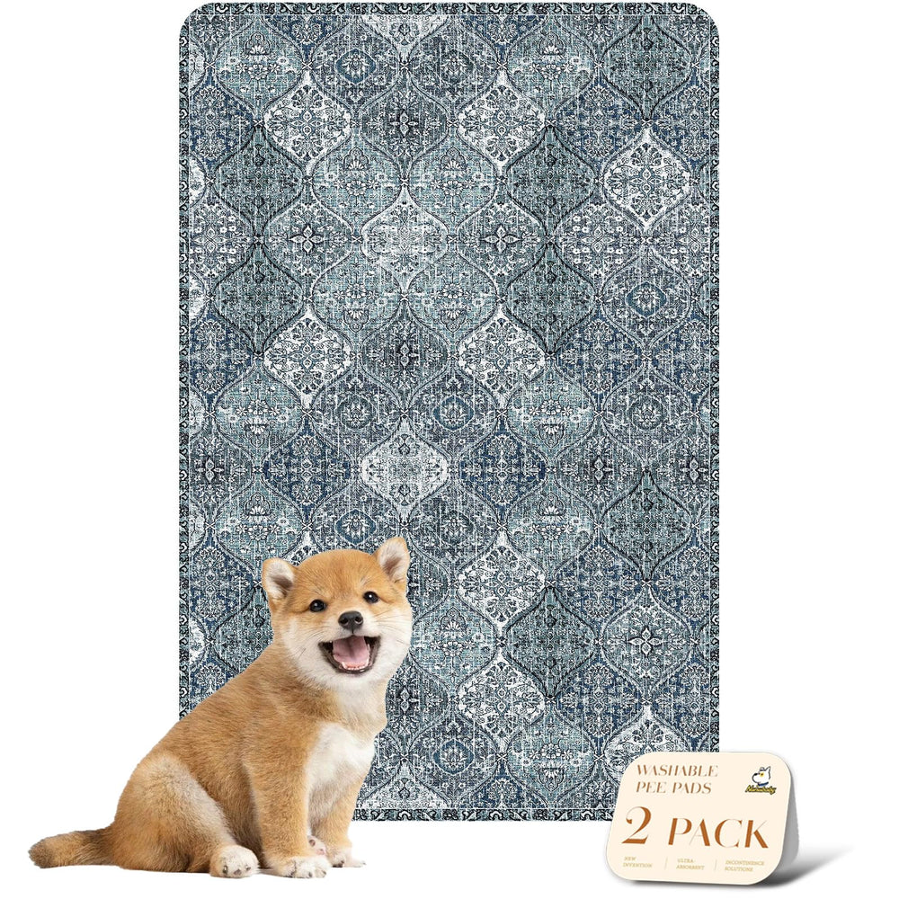 nunubaby washable pee pad blue solid for dogs, protects floors with leak-proof design.