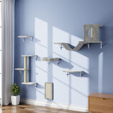 NunU Lab wall-mounted cat furniture 6-piece setup saves floor space and expands vertical play
