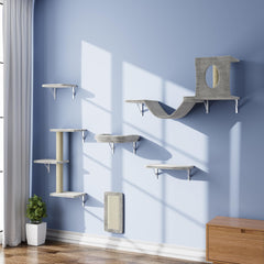 NunU Lab wall-mounted cat furniture 6-piece setup saves floor space and expands vertical play