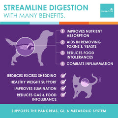 NUSENTIA Enzyme Miracle in a dog or cat bowl during meals.