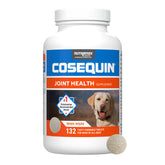 Nutramax Cosequin dog bottle showing daily joint support for all breeds.