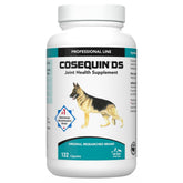 Nutramax Cosequin dog bottle front showing trusted joint health support for active pets.