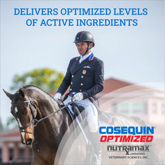 Nutramax Cosequin label close-up on bag highlighting MSM and glucosamine.