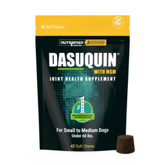 Nutramax Dasuquin soft chews bottle for dogs, convenient daily joint support.