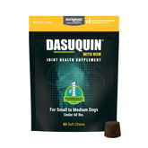 Nutramax Dasuquin soft chews in bottle support dog joint comfort.