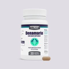 Nutramax Denamarin bottle front indicating liver support for dogs