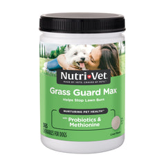 Nutri-Vet Grass Guard packaging shows a vet-formulated dog supplement.