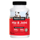 Nutri-Vet Hip and Joint chews bottle supports dog mobility.