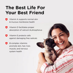 Nutri-Vet Puppy-Vite liver-flavor chew visible as a tasty vitamin treat.