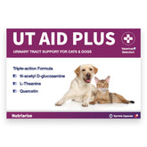 Nutriarise UT Aid Plus capsules in bottle, enabling easy daily dosing for cats and dogs.