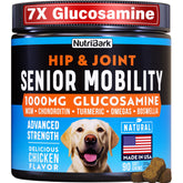 Nutribark glucosamine for dogs soft chews bottle showing convenient joint support