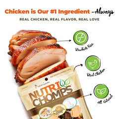 NutriChomps knot chew oven-roasted chicken highlights savory flavor dogs love