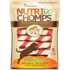 NutriChomps packaging with 6-inch twists in resealable bag for freshness.