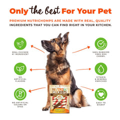 NutriChomps 100% rawhide-free chews for safe digestion.