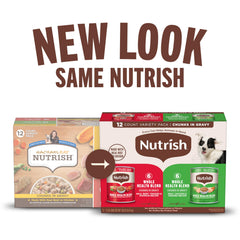 Nutrish chunks in gravy beef can close-up highlighting lean protein.