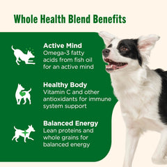 Nutrish Premium Paté emphasizes omega-3s for healthy skin and coat.