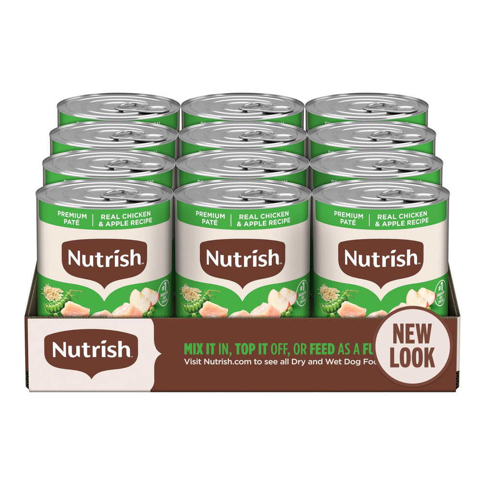 Nutrish Premium Paté can shows real chicken for lean protein in every serving.