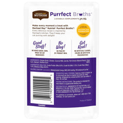 Nutrish Purrfect Broths with white meat chicken and veggies in creamy texture.