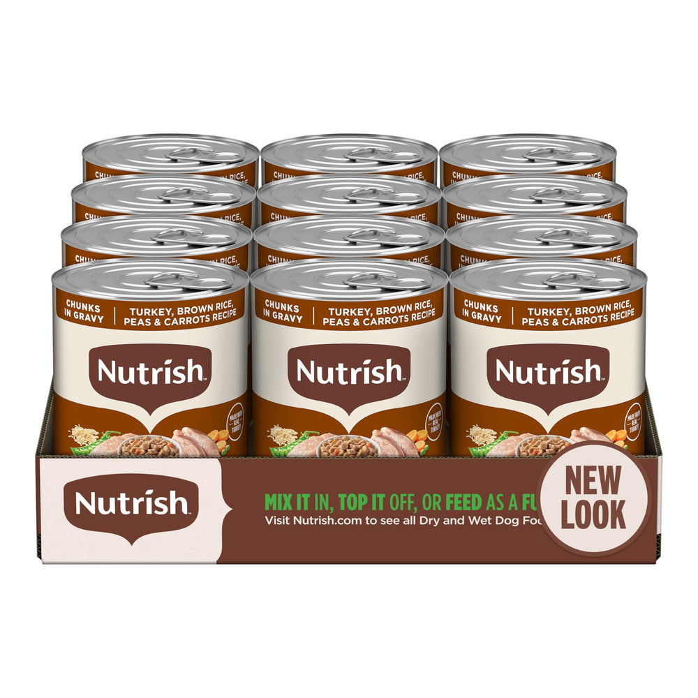 Nutrish Rachael Ray wet dog food can with turkey, a savory complete meal