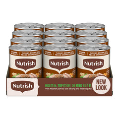 Nutrish Rachael Ray wet dog food can with turkey, a savory complete meal