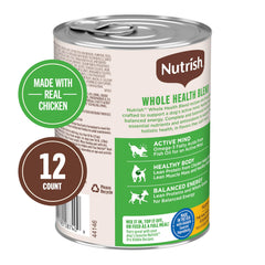 Nutrish real chicken and veggie chunks visible in gravy for dogs