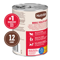 Close-up of Nutrish Real Beef & Pumpkin Pate ingredients with visible veggies.