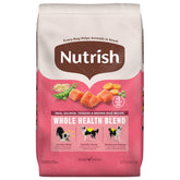 Nutrish Salmon Dry Dog Food 26-pound bag highlights premium protein for lean muscles.
