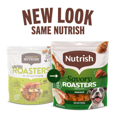 Nutrish Savory Roasters resealable bag keeps treats fresh.