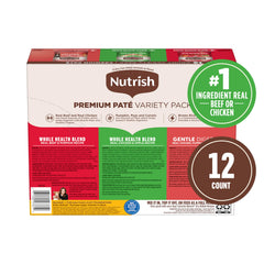 Nutrish Whole Health real chicken apple pate for balanced meals.